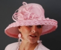 Rózsaszín, fonottszélű masnis kalap