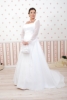 Romantikus, fehér hosszú muszlin ujjas molett esküvői ruha, Eternity Bride