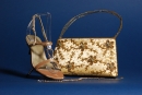 (12)Arany gobelinmintás táska hozzáillő divatszandállal