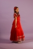 Piros selyemszatén hosszú, abroncsos koszorúslány ruha 