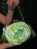 Zöld organza estélyi táska, levehetö vállpánttal