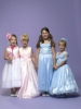 Kék és rózsaszín organza gyermek koszorúslány ruhák